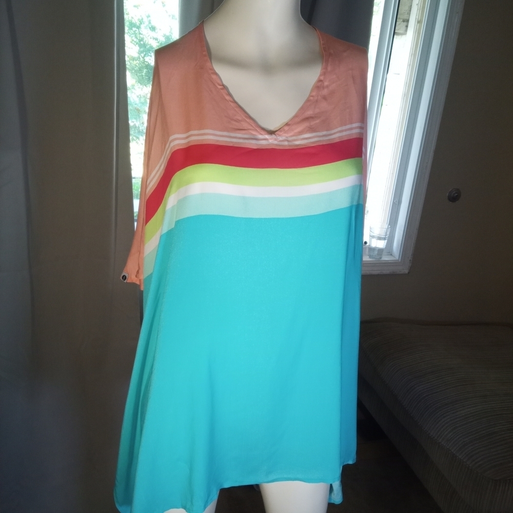 Colorful Striped V-Neck Top